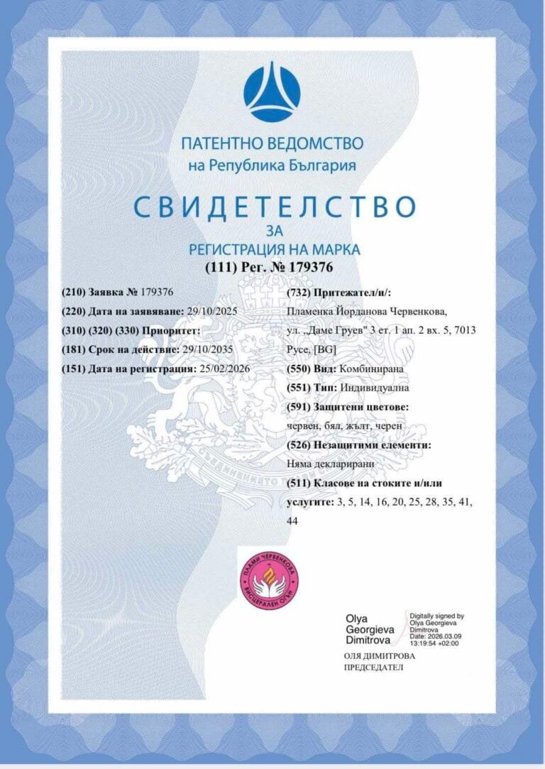 Свидетелство от патентното ведомство